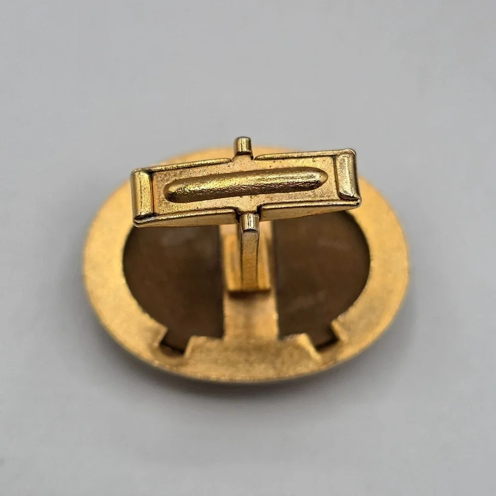 Vintage Gold Tone Oval Tiger Eye‎ Gemstone Cufflinks Men's Formal Wear Estate